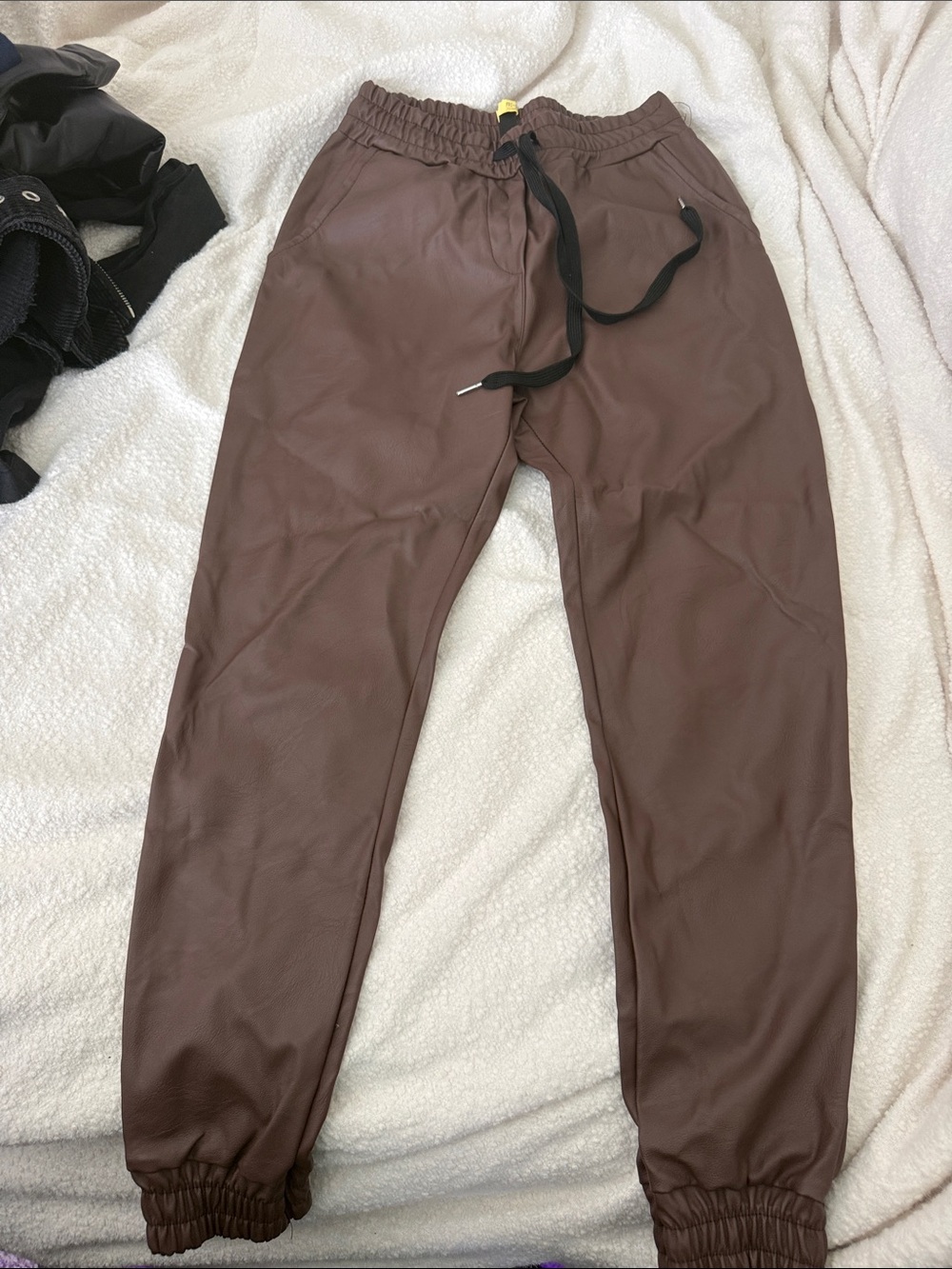 Brown joggers - pleather